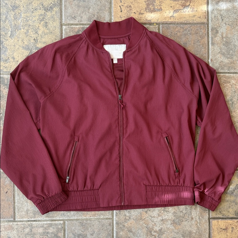 Athleta Burgundy Bomber Jacket - Picture 5 of 7